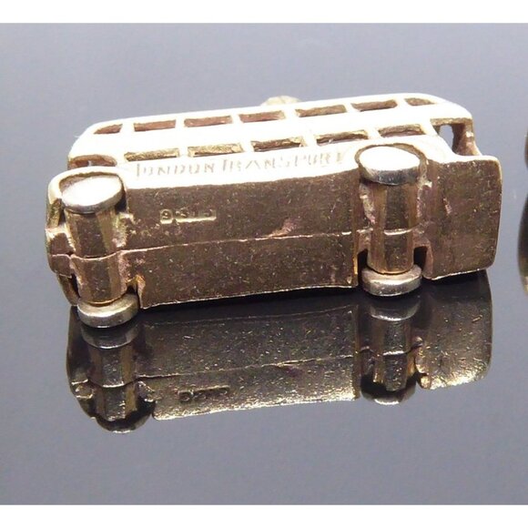 Vintage 9K Gold London Bus Charm Pendant "London Transport" Engraved Rotating Wh - Picture 14 of 14